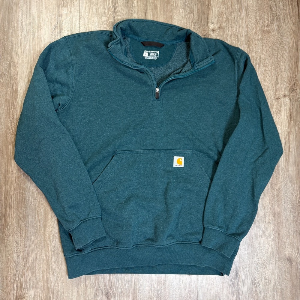 Carhartt Mens Midweight 1/4-Zip Mock Neck Sweatshirt Blue Large TS5294-M Loose